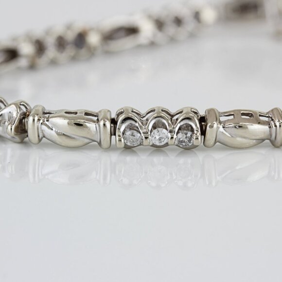 14K White Gold Diamond Tennis Bracelet 7" Classic Wedding Anniversary Jewelry - Picture 2 of 4